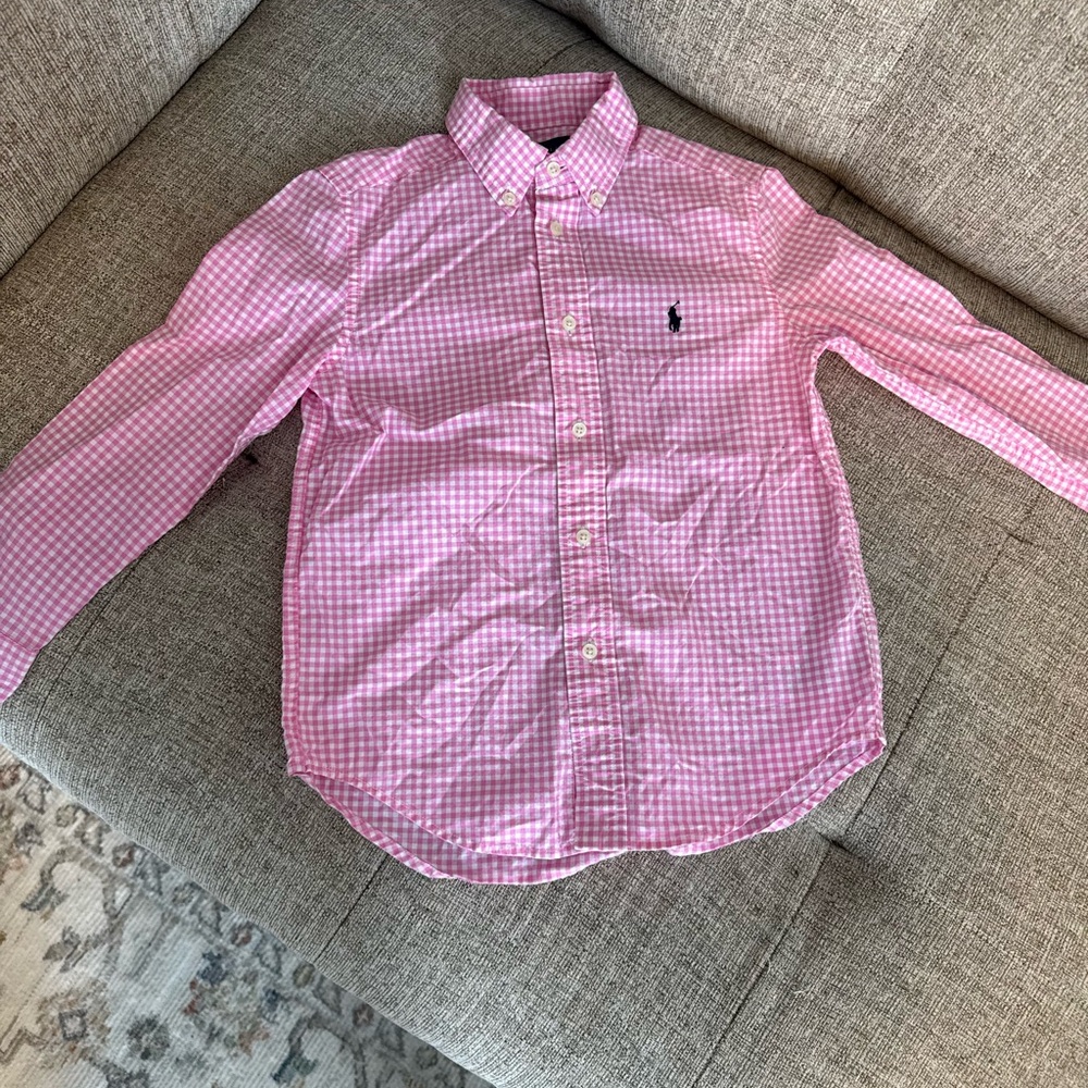 Ralph Lauren Pink Gingham Button-Down Shirt